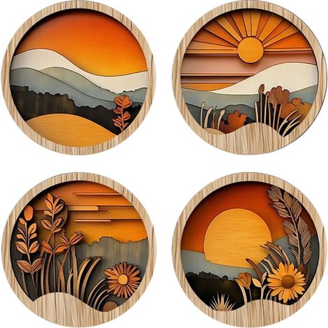 Décor Mural En Bois Boho - 4 Pièces Décoration Murale Bohème En Bois Suspendue Moderne - Décoration Intérieure