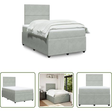 Matratze - Boxspringbett mit Matratze Hellgrau 120x200 cm Samt (1/5)