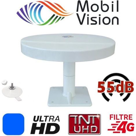 ANTENNE HD OMNIDIRECTIONNELLE OMNIVISION + PIED VENTOUSES TNT TERRESTRE SENSIBILITE 55dB TNTHD CAMPING CAR FOURGON AMENAGE CAMION