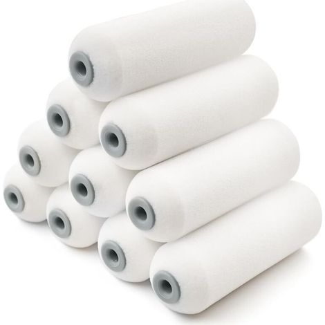 Paquete de 10 mini rodillos de espuma de alta densidad, rodillos de pintura lisos, ideales para superficies brillantes y lisas (1/4)