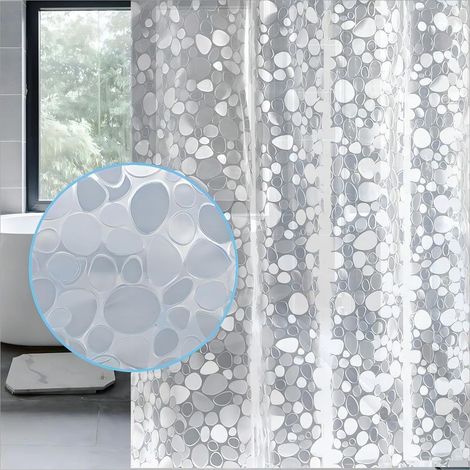 Rideau de Douche PEVA Imperméable et Résistant à la Moisissure Rideau de Salle de Bain Semi-Transparent 180x220cm (1/5)