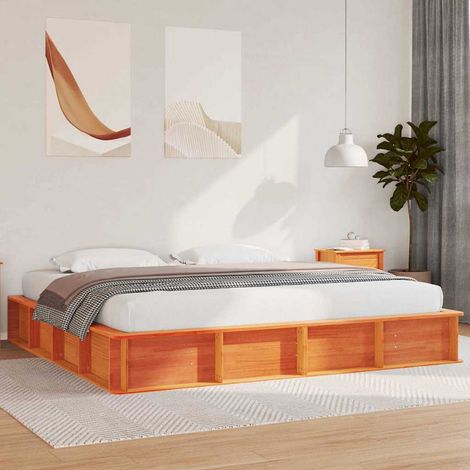 Bettrahmen Wachsbraun 180 x 200 cm Massives Kiefernholz