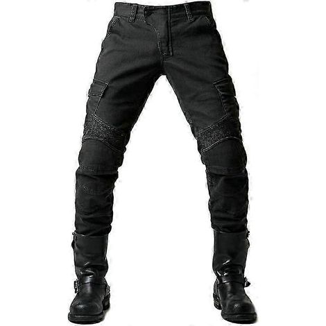 Pantalon de moto avec protection intégrée, jean de moto pour homme en Kevlar respirant et résistant à l'usure, avec 2 paires de protections de hanches. (1/5)