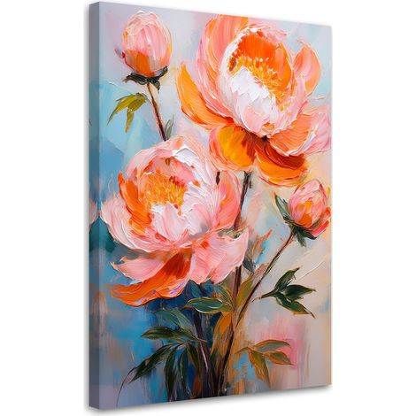 Quadro su tela, Fiori di peonia arancione Natura - 40x60 (1/3)
