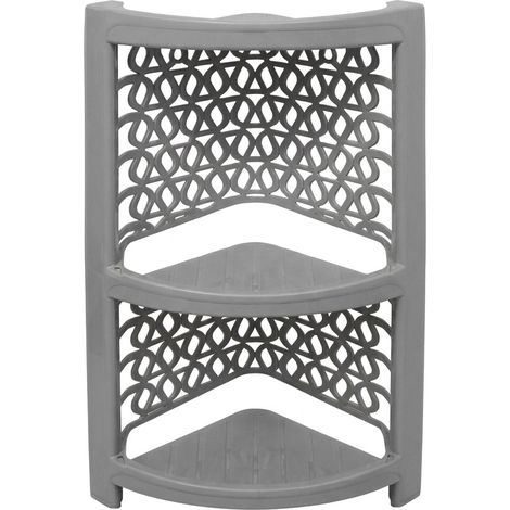 Angoliera Bagno Scaffale Angolare 2 Ripiani Grigio Salvaspazio 53x23x23 cm (1/5)