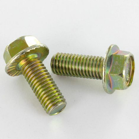 Vis métaux Tête hexagonale TH M6X8 Embase collerette crantée Classe 8.8 Bichromaté-2000 pièces