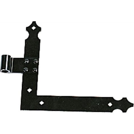 Torbel – Paumelle équerre bas droite finition noir – Ø de l'œil 14 mm – Trou carré 6,5 mm – Dimensions L 240 x H 207 mm pour volets aluminium et PVC