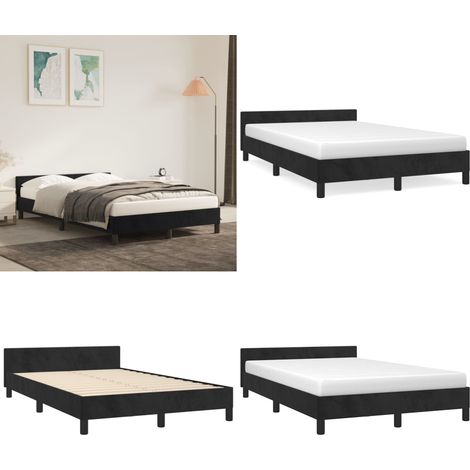 Giroletto senza Materasso Nero 120x190 cm Velluto - Letto con testiera - Letto con testiera in velluto
