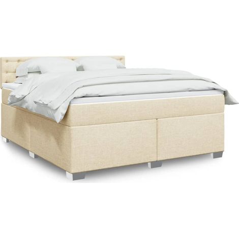 Boxspringbett mit Matratze Creme 180x200 cm Stoff