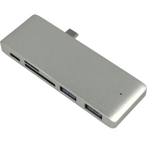 Hub USB C Con Lettore di Schede SD Micro SD + 2 Porte USB 3.0 + 1 Porta USB Type C (1/3)