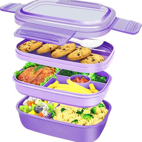 Fruit Box - 3 Compartment Leak Proof Lunch Box - Microwave Safe For Office Students And Kids - 1 Piece (1/5)