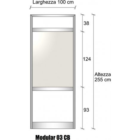 Modulo Continuativo Parete (Telaio in Vari Colori indicati nella descrizione) Divisoria in Alluminio Vetro Opale e Bachelite (Colore Marrone Mix) 2 Traverse - H2550xL1000 mm - ITALFROM� (1/3)