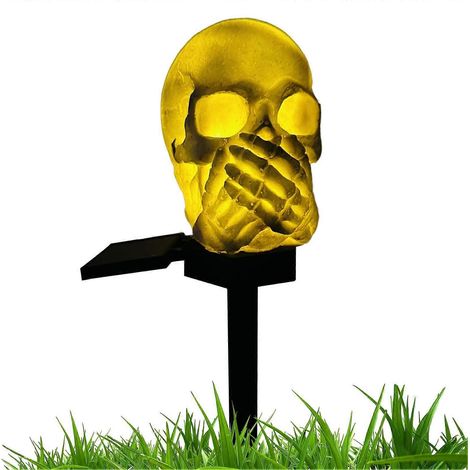 Lampes solaires en forme de crâne étanches pour extérieur - Piquets squelettes d'Halloween pour la décoration de jardin et d'allée SD-5 (1/4)