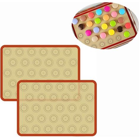 Silikon Macaron Backmatte 2 Stück 42 x 29,5 cm Antihaftbeschichtung Rutschfest Abwaschbar Wiederverwendbar Silikon Backformen Für Mandelplätzchen (1/5)