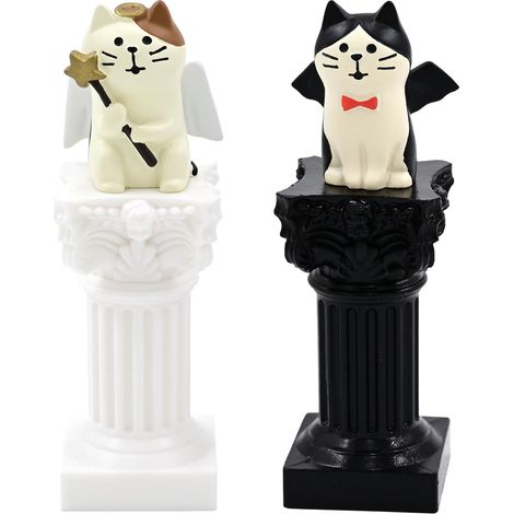 Ensemble de 4 figurines d'ange, de diable et de chat pour Halloween, colonnes romaines (1/5)