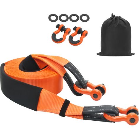 Mophorn Heavy Duty Abschleppgurt-Bergeset 3,35"x30 ft (MBS-36.000lbs) Tree Saver Windengurt,Dreifach Verstärkte Schlaufe & Schutzhüllen & Aufbewahrungstasche,3/4"D-Ring-Schäkel,für LKW,Jeep,SUV,ATV