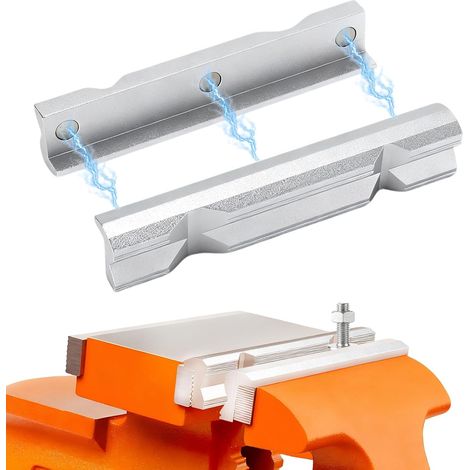 Mâchoires magnétiques pour étau 150 mm – Mâchoires de protection en aluminium avec rainure en V, antidérapantes, puissantes et précises, accessoires d’établi pour le métal, le bois et le bricolage (1/5)