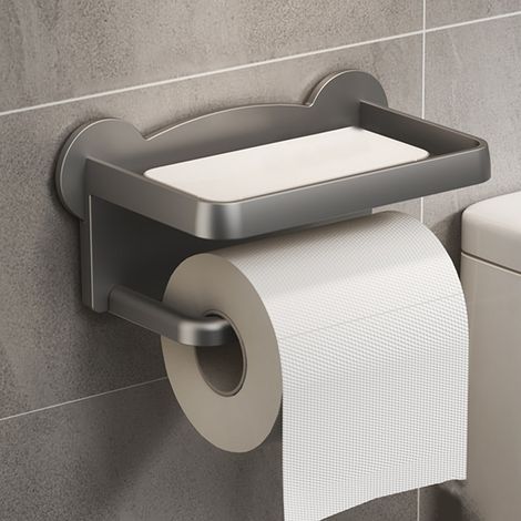 Freistehender, rostfreier Toilettenpapierhalter mit Zubehör, stabilem Sockel und wandmontiertem Papierhandtuchhalter (1/5)