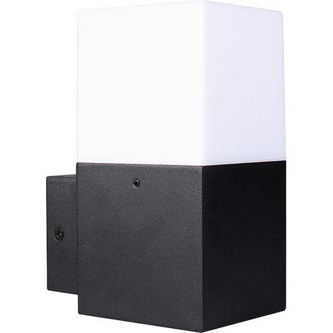 APPLIQUE DA PARETE PER ESTERNO IN ALLUMINIO NERO E ACRILICO ATTACCO E27 - COMPATIBILITA' CON LAMPADINE FINO A 12W (1/5)