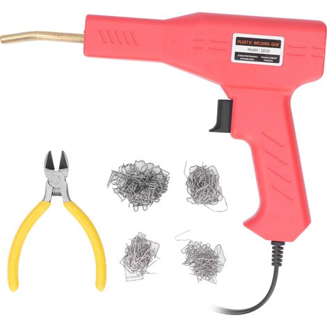Poste de soudage 50 W pour la réparation de pare-chocs, machine à souder le plastique avec pince et agrafeuse, rouge, pour voitures et motos, prise ronde UE à 2 broches, 220 V (1/5)