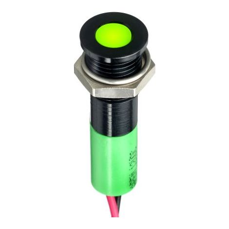 Voyant LED lumineux Vert RS PRO, dia. 8mm, 24V c.c., taille de la lampe 5 mm, IP67 ( Prix pour 1 )