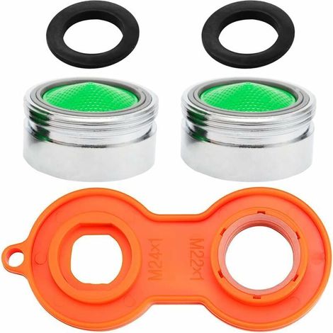 M24 Mousseur Robinet 6pcs Mousseur Robinet Economiseur d'Eau Embout Brise Jet Robinet Cuisine Matériel +1pc Clé + 2 rondelle pour Mitigeur d'Evier de Cuisine et de Lavabo de Salle de Ba (1/5)
