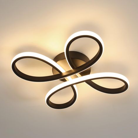 Plafonnier LED Moderne, Lampe de Plafond 28W 3150LM, Luminaire Plafonnier Acrylique en Forme de Fleur pour Couloir, Balcon, Chambre, Salon, Lumière Chaude 3000K, Noir (1/5)