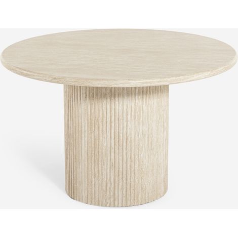 Mesa de comedor redonda 120cm moderna de madera efecto piedra Kara (1/5)