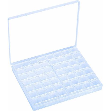 56 Grilles Boîte Rangement Perle Diamants, Compartiment en Plastique, Transparent Conteneur de Bijoux, Boîte Organisateur avec Séparateur Transparent Amovible pour Accessoires (1/5)