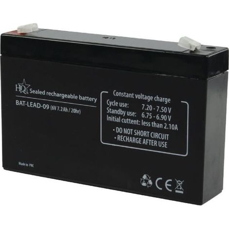 Batterie au plomb acide - ALPEXE - 6 V 7.2 Ah - Noir - Sans entretien - Polyvalente