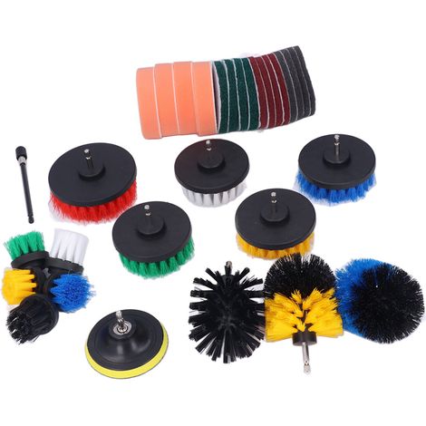 Kit de nettoyage comprenant une brosse à récurer, une éponge, une rallonge et une brosse à tige hexagonale de 6,35 mm (1/4 po). (1/5)