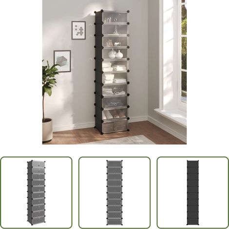 Schuhablage - Schuhregal Schwarz 44x32x174 cm PP (1/5)