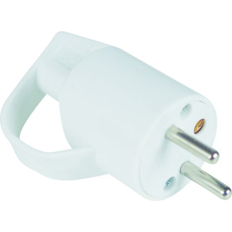 TEC HIT 250220 - Fiche Mâle - 16 Ampères + avec Terre à anneau - Parafoudre et Parasurtenseur - Sécurité Enfant - Blanc