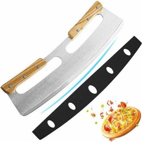 Coupe Pizza, Couteau à Pizza en Acier Inoxydable 35 avec Manche en Bois,Coupe-pizza Professionnel Avec Manche En Bois Massif CHAM (1/5)