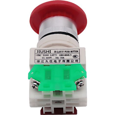 Copper-plated, silver-dot, red self-locking emergency stop switch LAY37-11ZS mushroom-shaped emergency stop switch Y090 (1/3)
