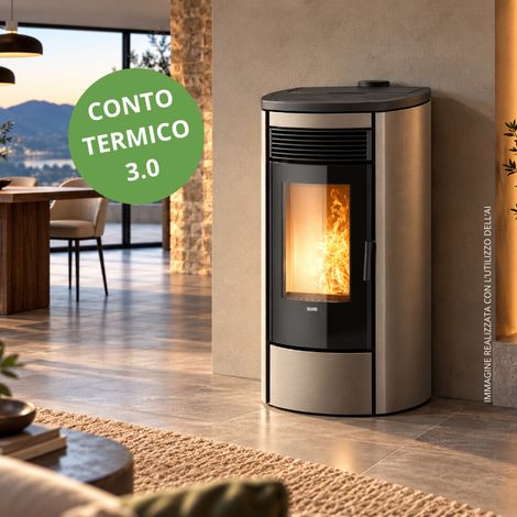 Stufa canalizzata a pellet Klover Omega 120S da 12,5 kW bronzo (1/5)