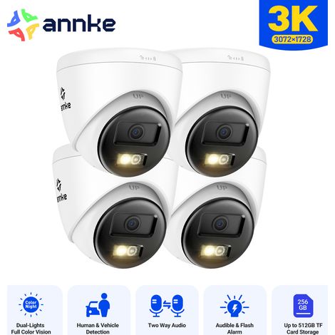 ANNKE 5MP Exterior PoE Cámara de seguridad visión nocturna detección movimiento audio bidireccional,4PCS (1/5)