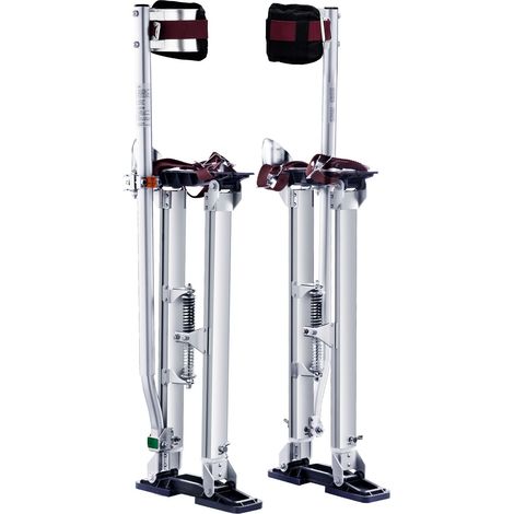 Échasses de plâtrier en aluminium, réglables de 61 à 102 cm, avec genouillères de protection, antidérapantes et durables pour travaux de placoplâtre, peinture, déplacement et jointoiement. (1/5)