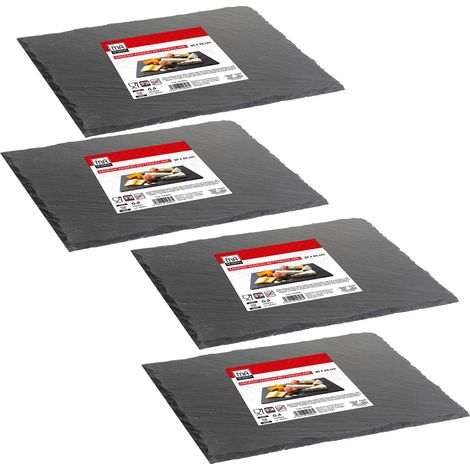 MAURY'S SET 4 VASSOI RETTANGOLARI IN ARDESIA 30 X 20 CM PER ANTIPASTI O DESSERT (1/4)