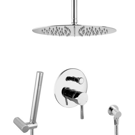 Système de douche encastré complet PaulGurkes 30 cm rond en laiton design