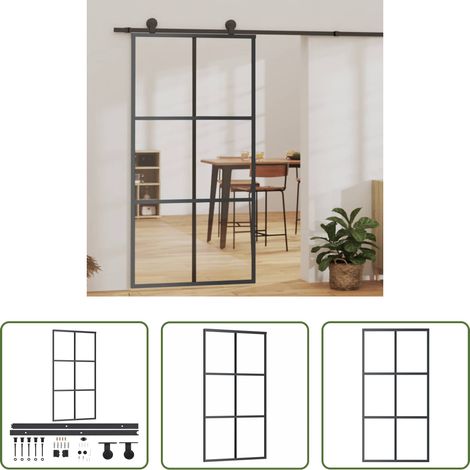 Verre ESG - Porte coulissante et quincaillerie Verre et Aluminium 102x205cm (1/5)