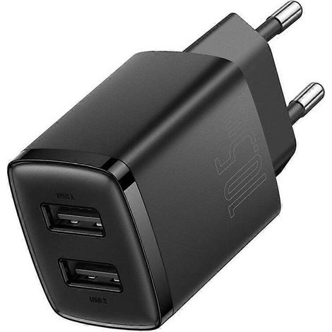 Chargeur secteur compact USB-A 10,5 W à double sortie compatible (1/5)