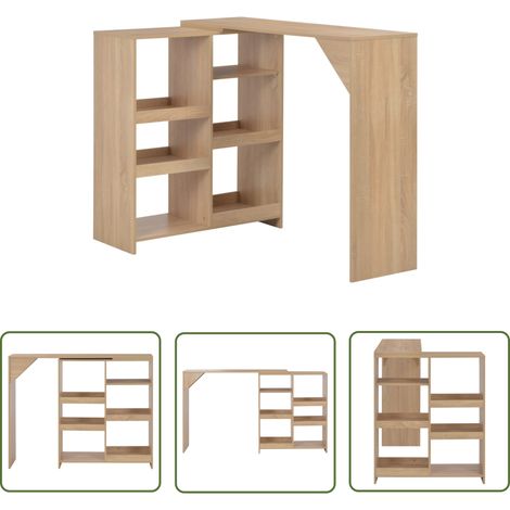 The Living Store Bartisch mit Beweglichem Regal Eichenbraun 138x39x110 cm - Esstisch - Bartisch - Wohnzimmertisch - Kücheninsel - Holzwerkstoff (1/5)