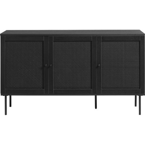 Buffet 3 portes en bois et métal L140cm - Noir - RINTO (1/5)