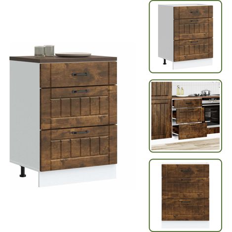 Armadio base - vidaXL Base da Cucina Lucca Rovere Fumo in Legno Multistrato - Armadio in truciolato