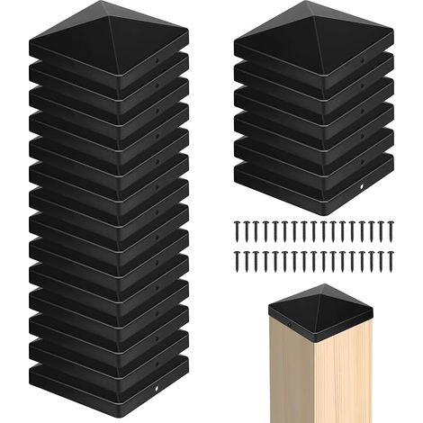 Chapeau Poteau Bois 10x10 cm, Lot de 20 Capuchons de Poteau, Capuchons en Plastique, Capuchons de Poteaux de Clôture avec Vis, pour Protéger Les Poteaux en Bois