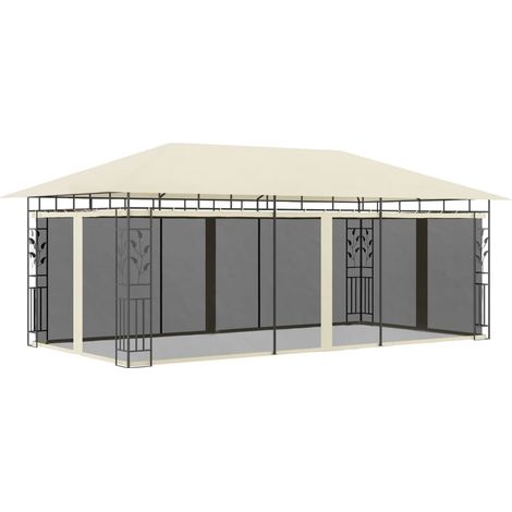 Pavillon mit Moskitonetz 6x3x2,73 m Creme