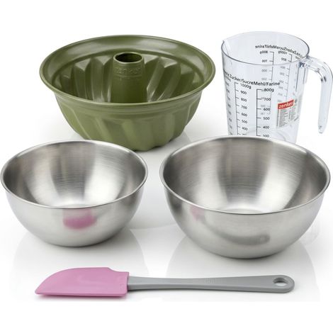 Set de 5 ustensiles de pâtisserie moule à gâteaux bols spatule et verre doseur Zenker Green Vision (1/5)
