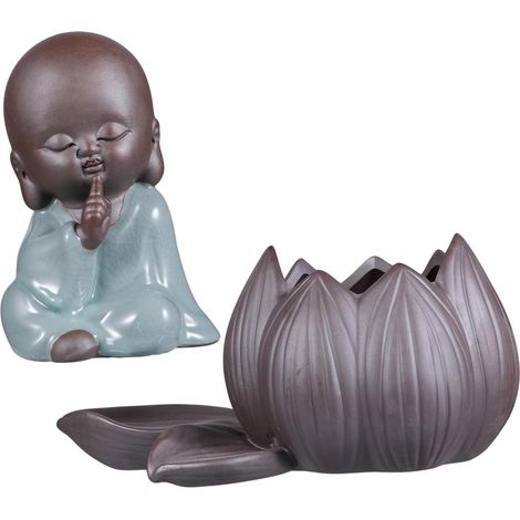 Pot Fleur Céramique Chinois Style Zen sans Hydroponique pour Plantes de Bureau Maison Décoration (1/5)
