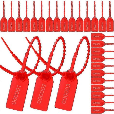 300 scellés de sécurité en plastique, attaches autobloquantes numérotées, étiquettes de sécurité jetables (1/4)